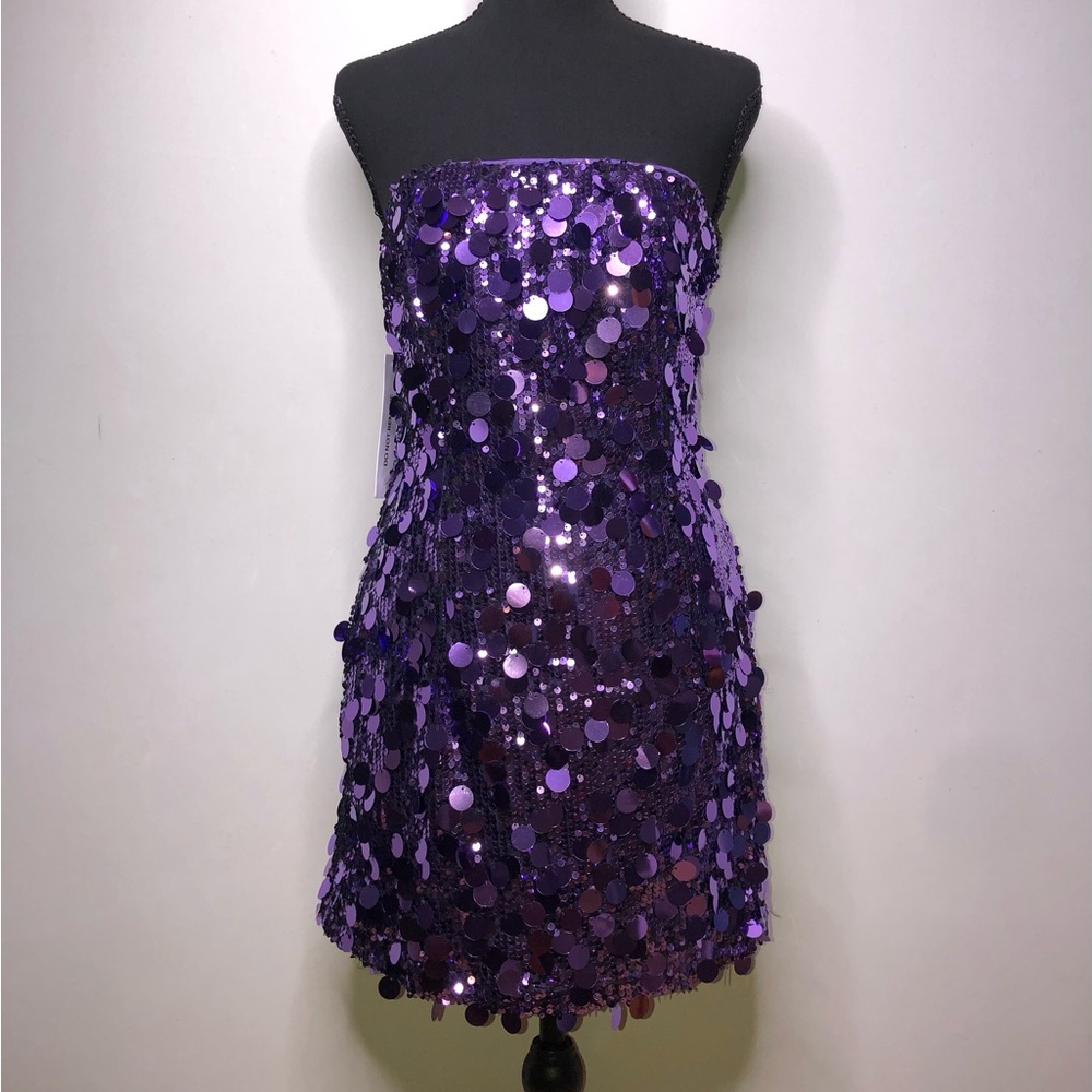 Princess Polly Purple Sequin Strapless Mini 6 Dress
